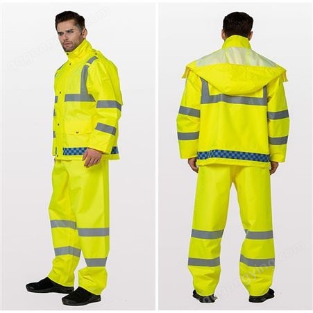 新式荧光黄绿雨衣 高速交通安全反光雨衣 雨衣雨裤套装分体 江苏华卫
