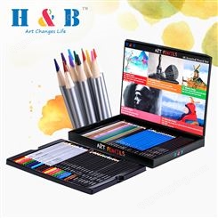 H&B60支彩色素描笔套装 初学者画家专用手绘水溶性彩铅厂家现货